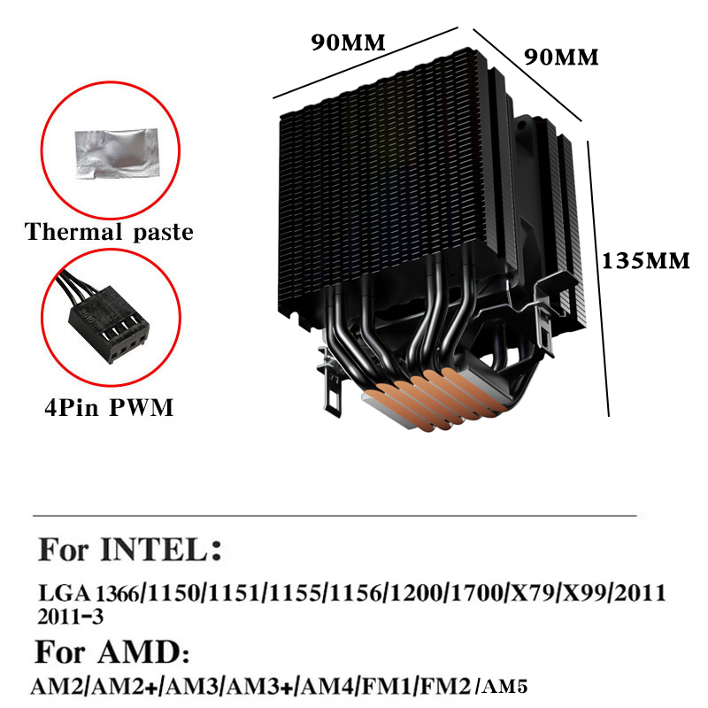 6 Heat Pipes CPU Air Cooler 4  - Air Cooler Cpu ulasan dan harga